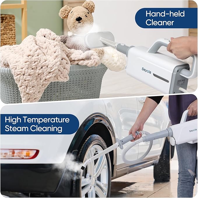 Seyola Steam Mop for Floor Cleaning, Steam Cleaner for Home with Handheld 6-in-1 Multi-function Attachments for Hardwood Floors, Clothes, Windows, Tiles Grout, Furniture Cleaning