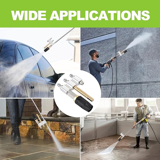 Ciunura 3 in 1 Downstream Soft Wash Chemical Nozzle, M5 Twist Nozzle Shooter Tips, 0-60°Adjustable Spray Pattern, for 1700-6000PSI, 3-7 GPM Pressure Washer, with 1/4 inches Quick Connect