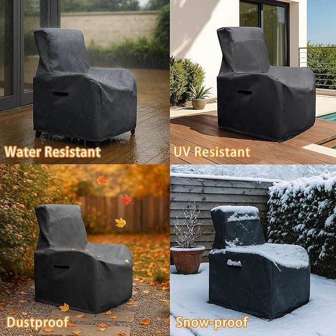ATR ART TO REAL Outdoor Protective Cover, Patio Furniture Chair Protective Storage Cover, Sturdy and Water Protected Outside Armchair Cover (Black)