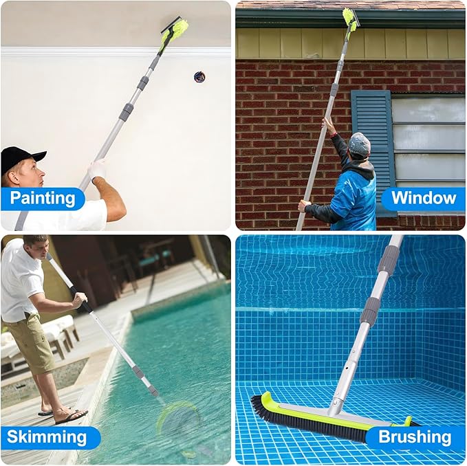 Sepetrel Pool Pole-Upgraded Professional 15 Foot Telescoping Swimming Pool Pole with Threaded Tips,Adjustable Telescopic Poles,for Skimmer Net,Brush,Vacuum Head