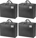 VENO 4 Pack Moving Bags, Christmas Storage Containers, Storage Totes, Zipper On Top, Sturdy, Storage Bags for Camping, Clothes, Bedding, Comforters, Pillows (22 Gallon Dark Gray, 4 Pack)