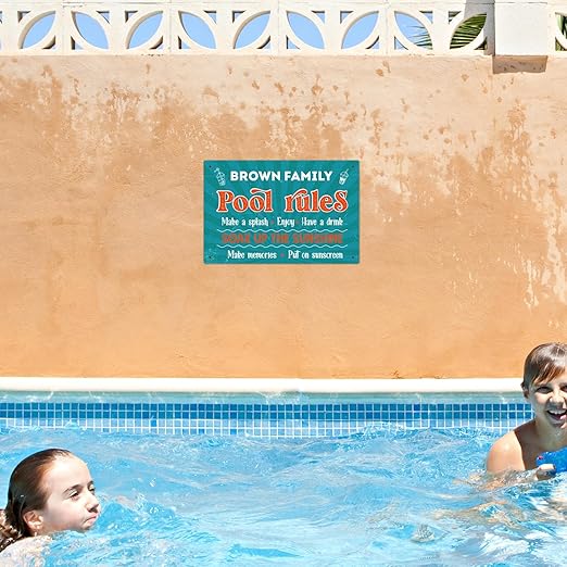Custom Pool Sign, Pool Rules Enjoy Swimming for Pool Décor Sign, 12x18 Inches, Rust Free .063 Aluminum, Fade Resistant, Made in USA by Sigo Signs