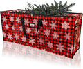 Plastic Waterproof Christmas Tree Bag - Large Storage Box with Reinforced Handles and Dual Zippers for 9ft Artificial Holiday Trees