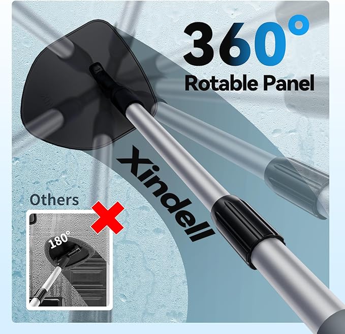 XINDELL Windshield Cleaner Tool, Car Interior Glass Cleaning Kit with 360° Rotating Head and Extendable Handle, Reusable Microfiber Pads, Auto Detailing Windshield Cleaning Tool for Cars Trucks - Blue