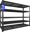 VDEVY 60" W Garage Shelving Heavy Duty, 5-Tier Storage Shelves, 3030LBS Adjustable Metal Shelving Units for Basement, Kitchen, Commercial, Warehouse,Pantry, Black