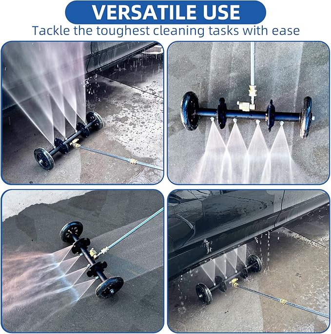 DUSICHIN Undercarriage Cleaner Water Broom Pressure Washer Attachment, 16 Inches Undercarriage Washer, Pressure Washer Underbody Cleaner 4 Extension Wands 4 nozzles for Garden Hose Too DUS3202