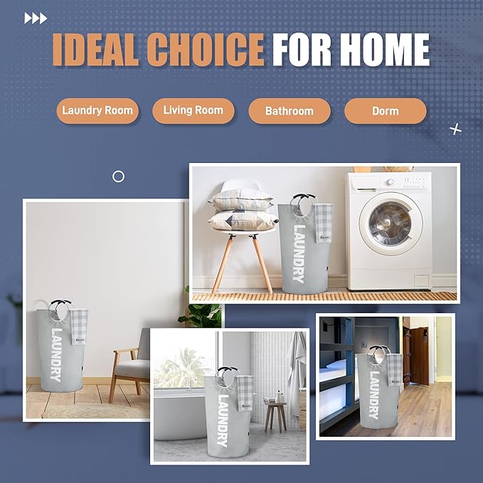 Caroeas 90L Laundry Basket (13 Colors), Waterproof Laundry Hamper, Laundry Bag with Padded Handles, Clothes Hamper, Collapsible Laundry Basket Easy Storage