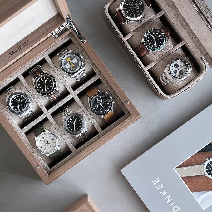 TAWBURY Luxury Wooden Watch Box for Men – Watch Organizer for Men | Watch Holder Organizer for Men | Mens Watch Case 6 Slot | Men Watch Box 6 Slot | Men Watch Storage Box | Small Watch Box Unisex