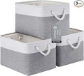 Large Storage Baskets- 15x11x10 inch Storage Bins for Shelves and Closet Organizing, Foldable Fabric Bin for Home Organization Clothes and Laundry (3-Pack, White&Gray)