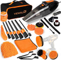 Viewsun 20PCS Car Cleaning Kit, Car Interior Detailing Kit with High Power Handheld Vacuum, Auto Detailing Drill Brush Set, Cleaning Gel, Complete Car Wash Kit Supplies for Deep Cleaning