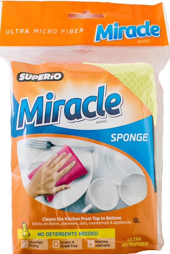 Microfiber Sponges for Dishes Kitchen Sponges Non-Scratch Sponge Dish Scrubber Heavy Duty Household Cleaning Sponges Multi-Purpose Cleaning Supplies Dish Sponge Kitchen Sponges Pack of 1
