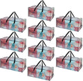 VENO 10 Pack Heavy Duty Moving Bags, Christmas Storage Bins with Lids, Clear Design, Alternative to Moving Boxes, Storage Bags for Clothes, Blankets, Comforters, Pillows, Camping (Clear, 10 Pack)