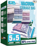 HIBAG Vacuum Storage Bags, 10 Space Saver Bags, Polyethylene (PE), Jumbo & Large Sizes, Zipper Closure, Vacuum Sealed, Ideal for Clothing & Bedding