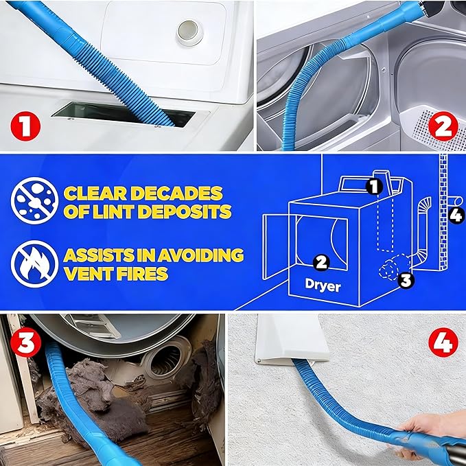Dryer Vent Cleaner Kit，Dryer Vent Cleaning Vacuum Attachment，Fits All Vacuums，Dryer Vent Cleaning Vacuum Attachment，Universal Lint Dryer Attachment (purple)
