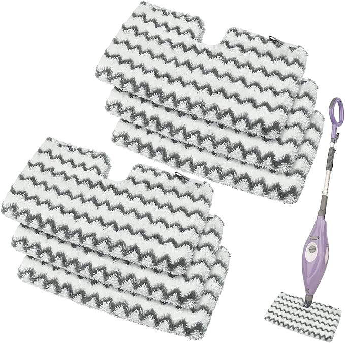 6 Pack Steam Mop Replacement Pads for Shark S3500 Series Steam Mop S3501 S3601 S3550 S3901 SE450 S3801CO S3601D S2901 S2902 Steam Pocket Mop Floor Clean, Microfiber Reusable Steam Scrub Pads for Shark