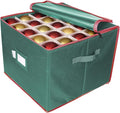 ProPik Large Christmas Ornament Storage Box, Organizer Holds Up to 75 Xmas Ornaments Balls, Holiday Decorations Accessories Storage Container with Dividers, Durable 600D Oxford (Green)