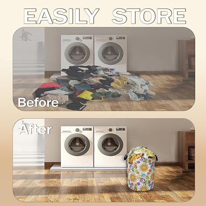 Collapsible Laundry Basket,Vintage Peace Symbol Dirty Clothes Hamper,Hippie Flower Hampers for Bedroom Waterproof Oxford Cloth Storage Organizer for Bathroom,Nursery,Dorm,16x20 Inch