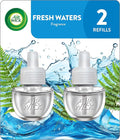 Air Wick plug in Scented Oil 2 Refills, Fresh Waters, (2x0.67oz), Essential Oils, Air Freshener (F002)