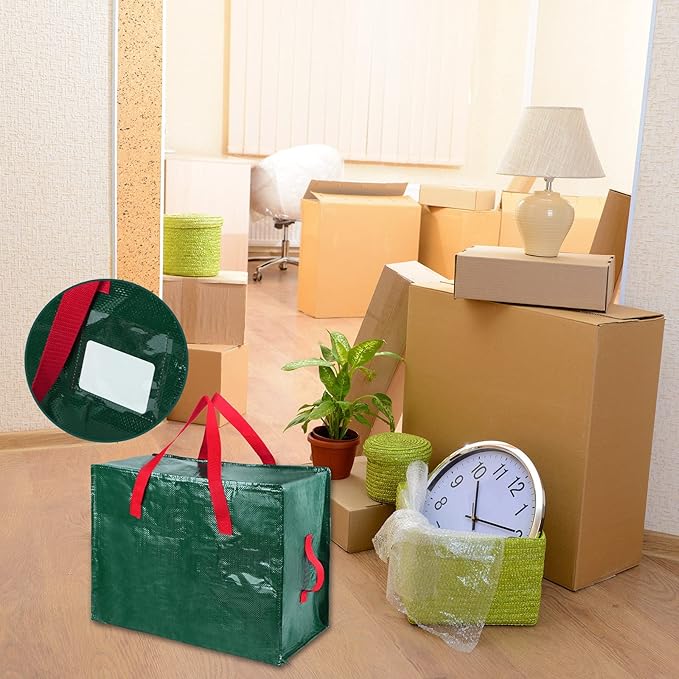 Shappy 6 Pcs Heavy Duty Christmas Storage Bags Extra Large Ornaments Container Moving Bags Xmas Decoration Organizer Storage Bag(Green,65 x 30", 24 x 16", 12 x 12")