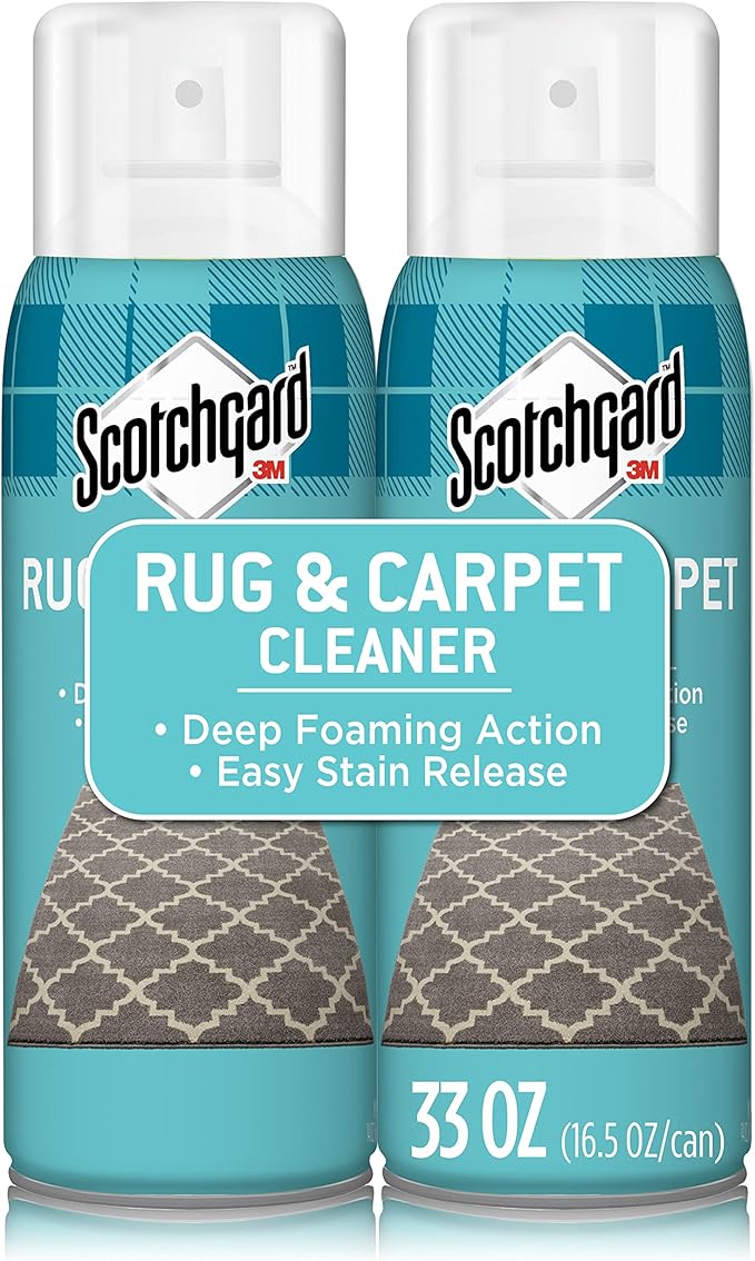 Scotchgard Rug & Carpet Cleaner, Fabric Cleaner Blocks Stains, Cleaning Sprays Make Cleanup Easier, Two 16.5 oz Cans