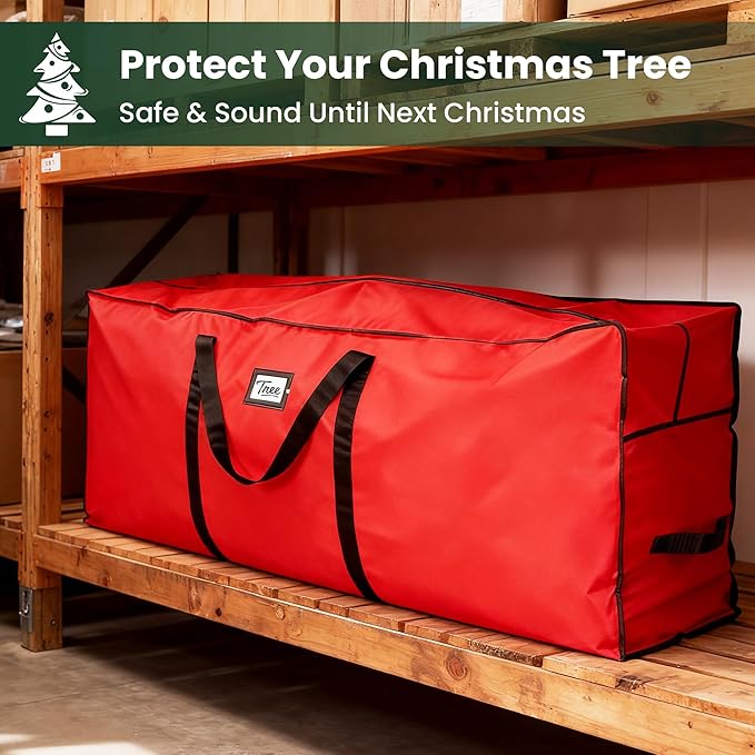 Christmas Tree Storage Bag for 9 FT Tree, Heavy-Duty 600D Waterproof Oxford Fabric with Wide Opening & Double Zipper, Durable Holiday Storage Organizer for Xmas Tree, Ornaments & Lights