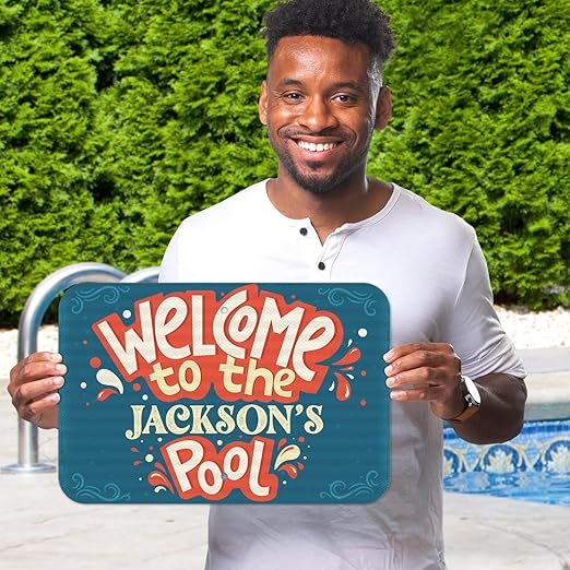 Custom Pool Sign, Welcome to The Pool Fun for Pool Décor Sign, 12x18 Inches, Rust Free .063 Aluminum, Fade Resistant, Made in USA by Sigo Signs