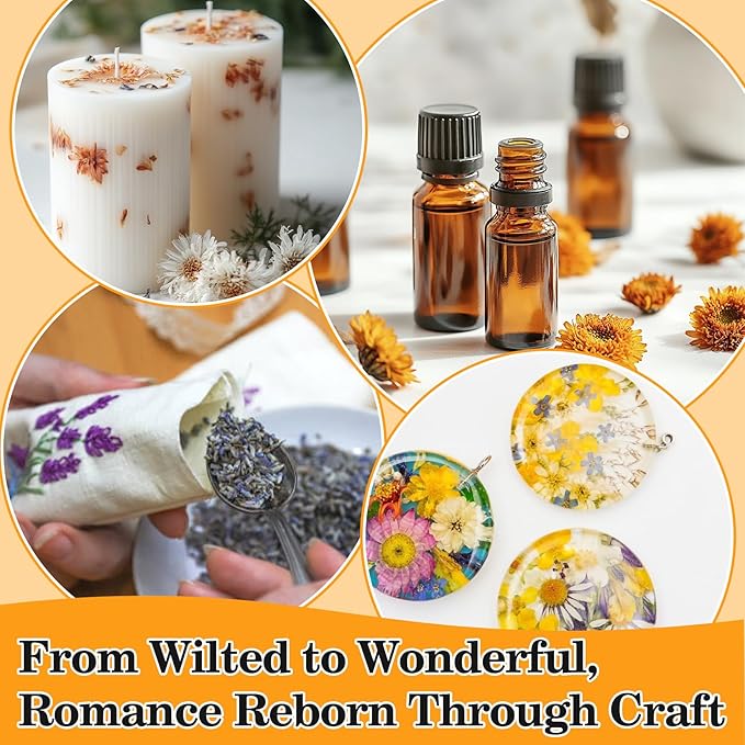 Sukh Dried Herbs Kit - Dried Botanicals Bulk,14 Bags Natural Dry Flowers and Herbs for Soap,Candle,Perfume,Bath Bombs,Resin Jewelry Making Supplies,Fragrance Sachet DIY and Witchcraft