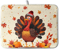 Happy Thanksgiving Dish Drying Mats for Kitchen Counter Autumn Fall Turkey Maple Leaves Pumpkin Drying Mat 18 x 24 Inch Microfiber Absorbent Dish Drying Pad Washable Dish Drainer Mats for Coffee Bar