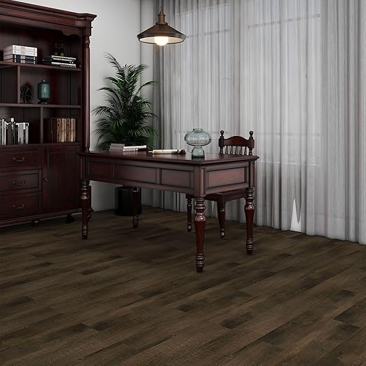 MULGREAT Peel and Stick Floor Tile, 54 Sq.Ft Self Adhesive Vinyl Flooring Plank, 36 Pieces Waterproof Heavy Duty Wood Grain Tiles, 36"x6" DIY Planks for Bedroom Kitchen Basement Home Brown
