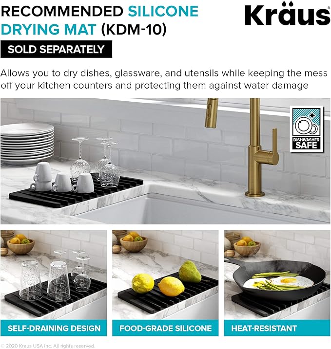 KRAUS KFR1-33GWH Turino Reversible 33-inch Fireclay Farmhouse Flat Apron Front Single Bowl Kitchen Sink with Bottom Grid in Gloss White