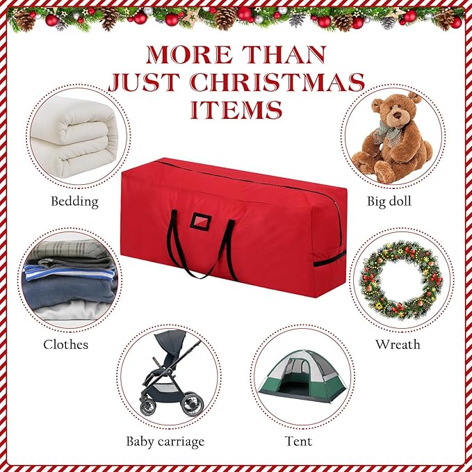 Christmas Tree Storage Bag Box 7.5FT, 2Pack Heavy Duty Christmas Tree Bag Container, 600D Oxford Waterproof Xmas Holiday Artificial Tree Bag With Reinforced Handles Dual Zipper For Decoration Ornament