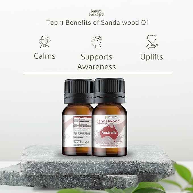 Sandalwood Essential Oil - Direct from Australian Oils of Nature - Steam Distilled - Aceite Esencial de Sándalo for Aromatherapy, Massage, Diffuser, DIY Candle and Soap Making - 2lbs
