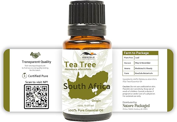 Tea Tree Essential Oil - Direct from Kwazulu Botanicals South Africa - Steam Distilled - Aceite Esencial de Árbol de Té for Aromatherapy, Diffuser, DIY Candle and Soap Making - 2lbs