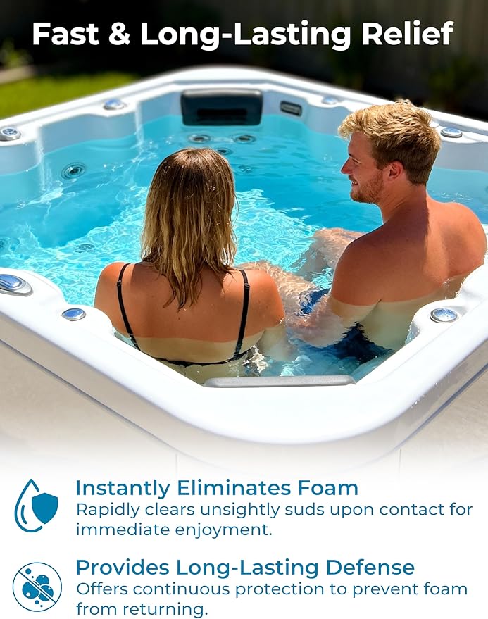 Hot Tub Defoamer, Anti-Foam for Hot Tubs and Spas, Eliminates & Prevents Foam in Water, Spa Maintenance Chemicals, 16oz