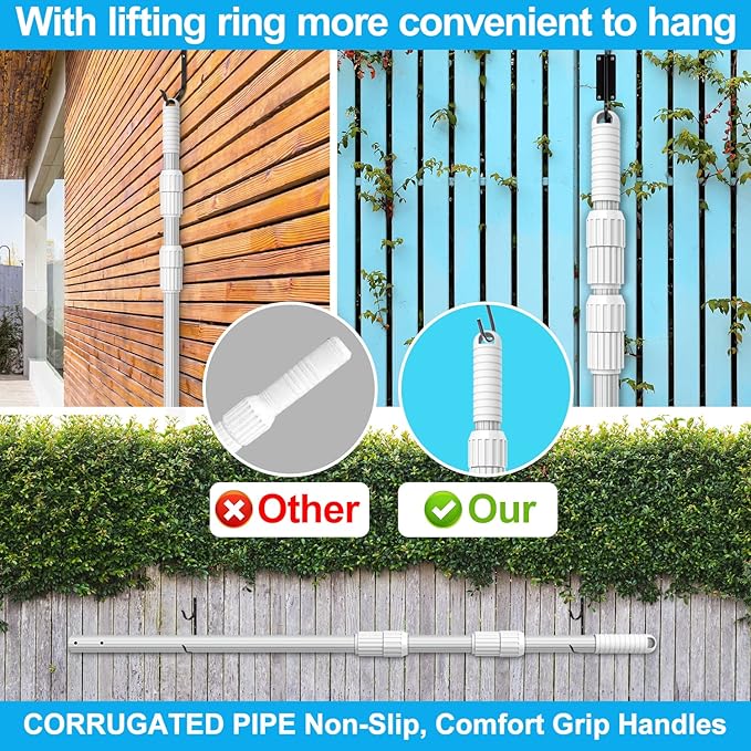 YEECHUN Professional Thicken 12 Foot Swimming Pool Pole Telescopic Aluminum Fits Pool Net Skimmer Rake Vacuum Head Brush Cleaning Equipment Heavy Duty,for Skimmer Nets, Vacuum Heads and Brushes