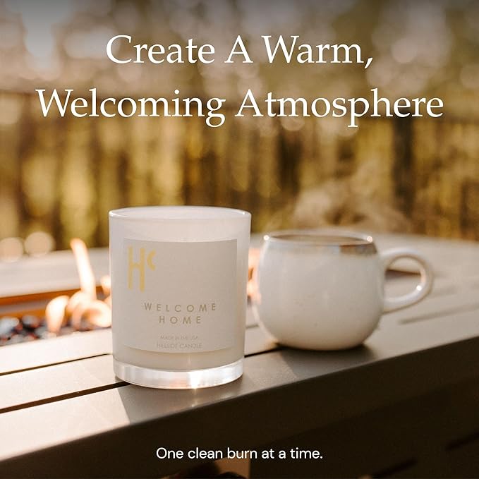 Welcome Home Single Wick Soy Candles, Luxury Scented Candles for Home - Up to 60 Hour Burn Time, Cruelty-Free Soy Wax Blend - Lemon Fragrance, Notes of Cinnamon & Clove (9 oz)