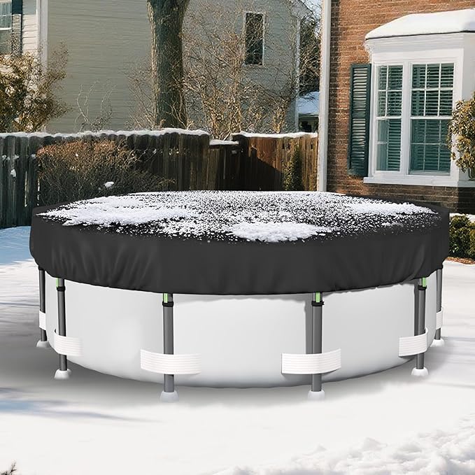 18FT Pool Covers for Above Ground Pools, Safana Round Pool Winter Cover, Tear Resistant Fabric Swimming Pool Covers, Superior Strength & Durability, Prevent Leaves, UV Resistance, Prevent from Debris