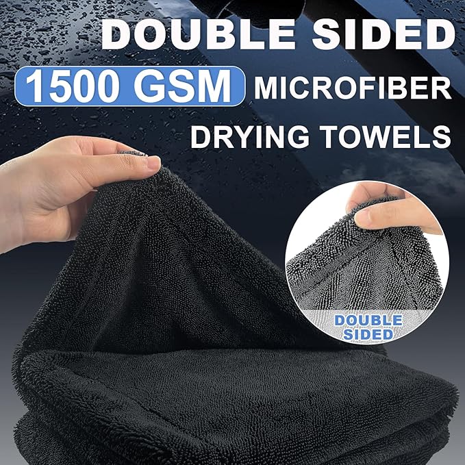 Ghguole Car Drying Towel (28" x 36"),1500 GSM Double Sided Microfiber Drying Towels for Cars,Highly Absorbent,Leaving no Marks,no Shedding,Easy to Clean