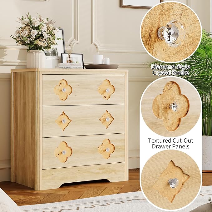 Garvee Dresser for Bedroom, Chest of Dressers 30.4" Tall Dresser for Closet with 3 Decorative Drawer Front Chest with Clothes Storage Cabinet, Drawer Organizer for Bedroom, Living Room, Closet