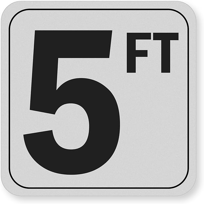 5FT Pool Depth Stickers, Anti-Slip Vinyl Markers - 6x6 Inches, Waterproof, Safety Number Signage for Swimming Pool Decks (5 ft)
