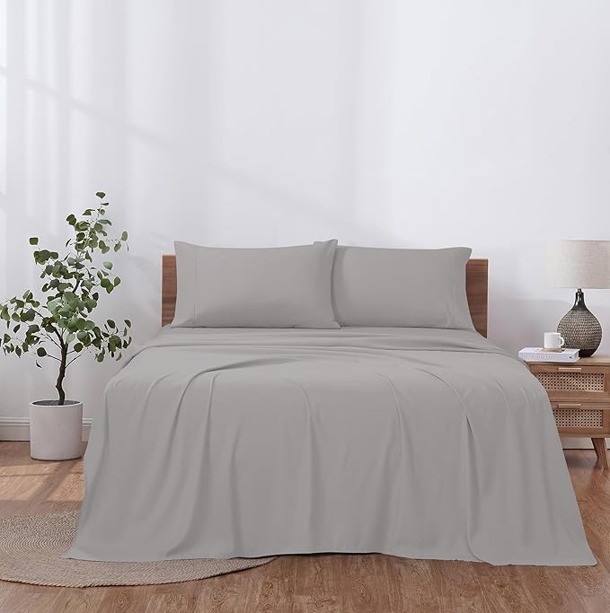 Modern Threads Soft Microfiber Solid Sheets - Luxurious Microfiber Bed Sheets - Includes Flat Sheet, Fitted Sheet with Deep Pockets, & Pillowcases Vapor Blue California King