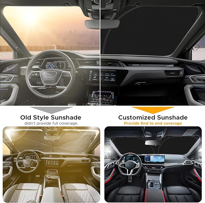 EcoNour Windshield Sun Shade Compatible for Mitsubishi Outlander 2022-2026 Front Window Sunshade Foldable Sun Visor UV & Heat Blocking Protection