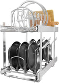 STORKING 2-Tier Kitchen Pull out Cabinet Organizer for Pots, Pans, and Lid Cookware, Adjustable Heavy Duty Wire Pan and Pot Rack, Full-Extension Rail 12" W *22" D