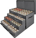 WDZREE Premium Large Christmas Ornament Storage,Box with Side Open, Drawer Style Trays - 3" Compartment, 8 Trays, Keeps 128 Holiday Ornaments -Made of Durable 600D Oxford Fabric Tear-Proof Material