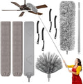 MimAuto 100-inch Duster with Extension Pole, 9-in-1 Cobweb Duster Kit Includes Spider Web Brush & Flat Gap Cleaner for High Ceiling, Fan, Under Appliances, Car, Home Deep Cleaning