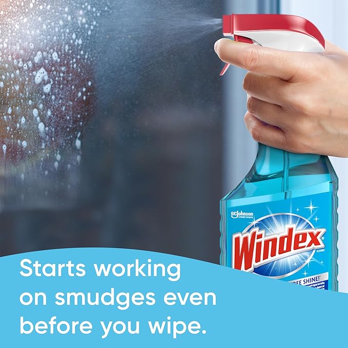 Windex Refill Bundle of Glass and Window Cleaner Spray, Original Blue Scent, Bundle Including 23 Fl Oz Spray & a 32 Fl Oz Refill Bottle, Surface Cleaning Spray, Household Cleaning Essentials