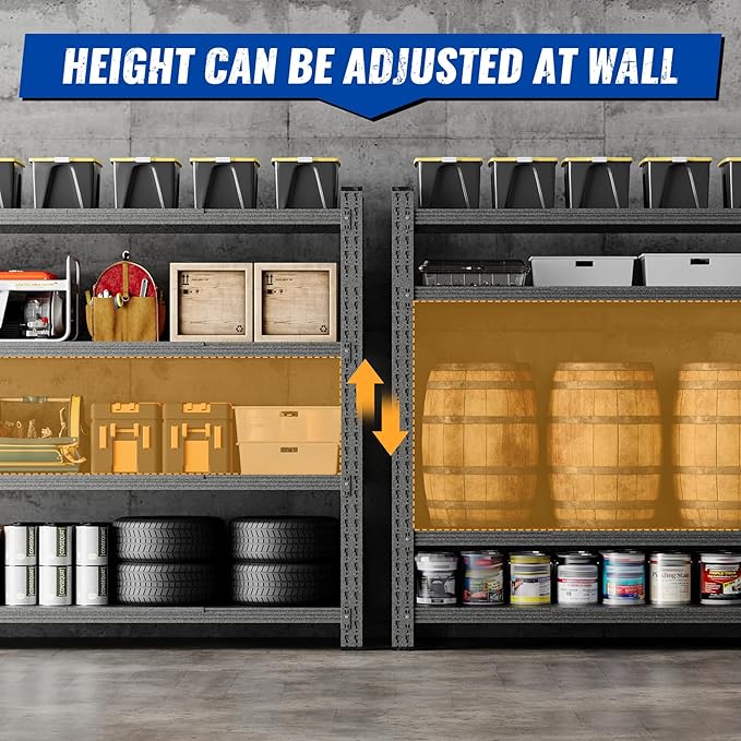 BYNSOE 78.8" W Storage Shelves 7000lbs Garage Metal Shelving Heavy Duty Garage Shelves Adjustable Storage Shelves for Industrial, Factory, (78.8" W X 24" D X 78.8" H)