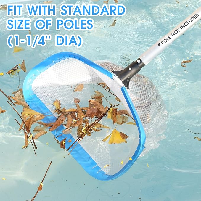 New Diamond Netting Double-Layer Pool Net 18'' Heavy Duty Leaf Rake Pool Skimmer Net for Above Ground & Inground Pools Cleaning