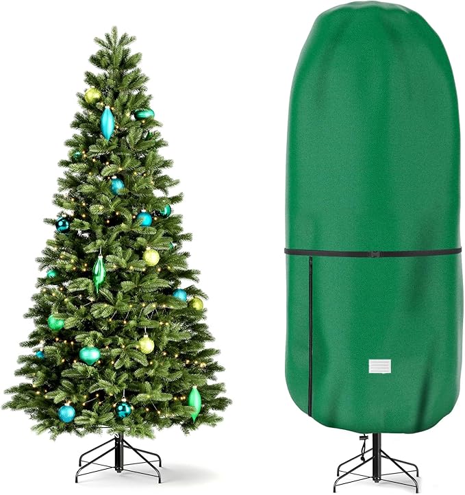 Upright Christmas Tree Storage Cover,Tear Resistant Adjustable 7.5 FT Christmas Tree Storage Bag, for Artificial Tree Standing with Ornaments,Fabrics Xmas Tree Cover Dustproof