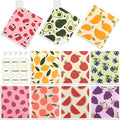 10 Pack Swedish Dishcloths for Kitchen- Reusable Paper Towels Washable Swedish Cloths Fruit Prints Dish Wipes with Adhesive Clips- Super Absorbent Fast Drying Kitchen Sponge for Cleaning Dishes